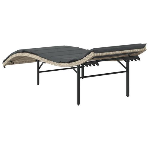 Liggestole 2 stk. med hynder polyrattan lysegrå