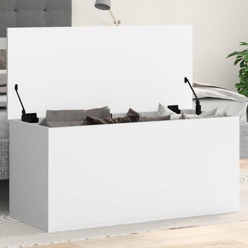 Opbevaringsboks 100x42x46 cm konstrueret træ hvid