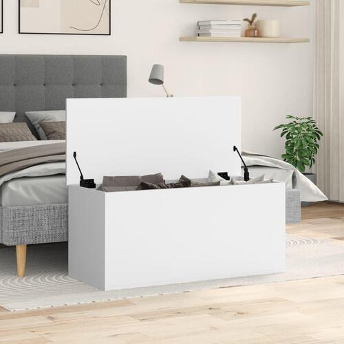 Opbevaringsboks 100x42x46 cm konstrueret træ hvid