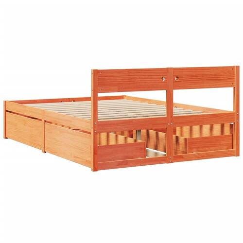 Sengeramme med skuffer 120x200 cm massivt fyrretræ gyldenbrun