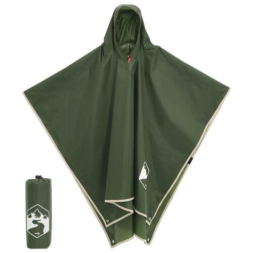 Regnponcho med hætte 223x145 cm 2-i-1 design grøn