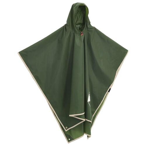 Regnponcho med hætte 223x145 cm 2-i-1 design grøn