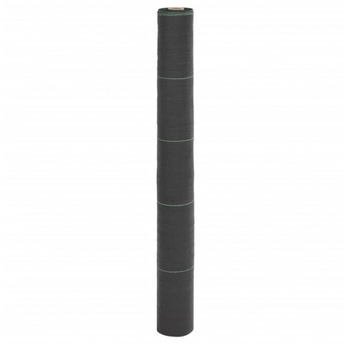 Ukrudtsdug 1×25 m - sort PP, 150 g/m² med grønne striber