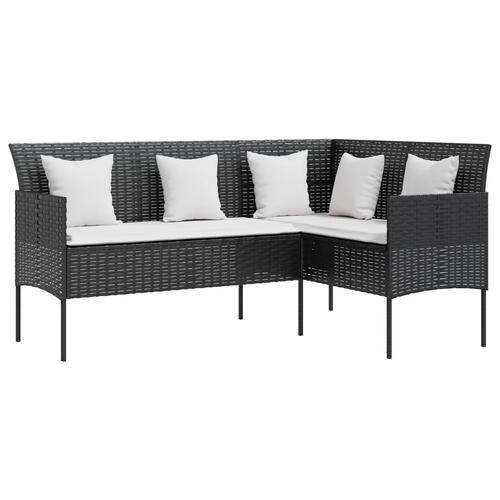 Sofasæt med hynder 5 dele L-facon polyrattan sort