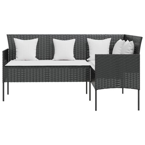 Sofasæt med hynder 5 dele L-facon polyrattan sort