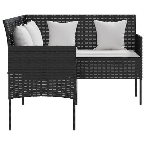 Sofasæt med hynder 5 dele L-facon polyrattan sort