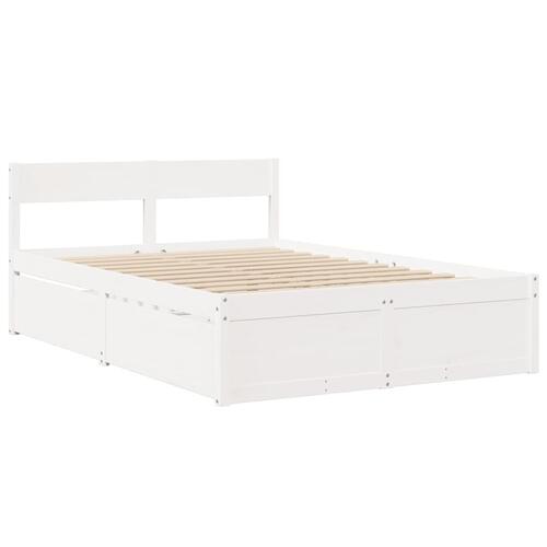Sengeramme uden madras 135x190 cm massivt fyrretræ hvid