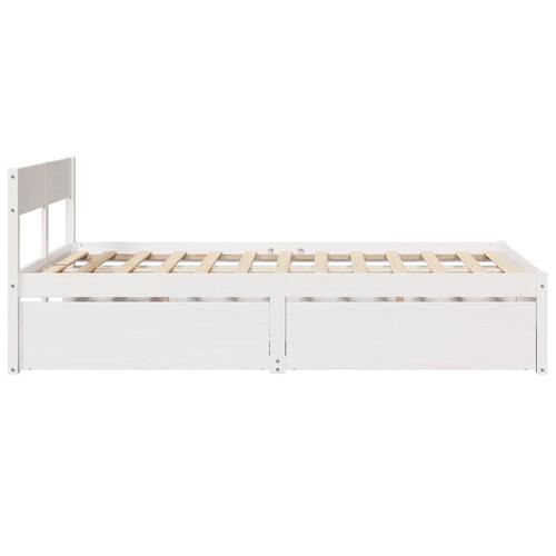 Sengeramme uden madras 135x190 cm massivt fyrretræ hvid
