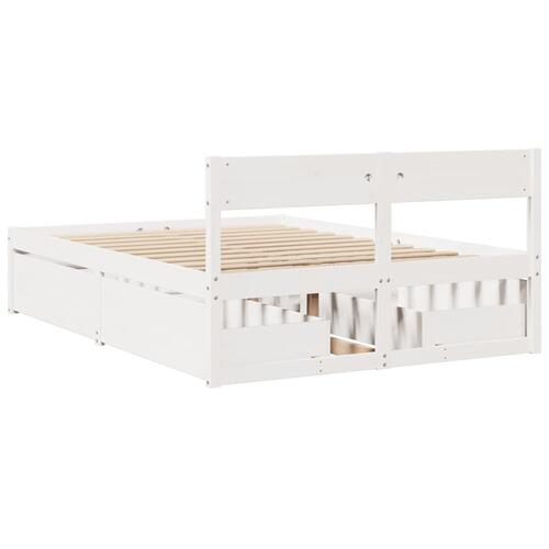 Sengeramme uden madras 135x190 cm massivt fyrretræ hvid