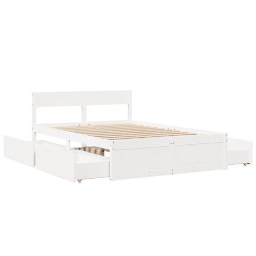 Sengeramme uden madras 135x190 cm massivt fyrretræ hvid