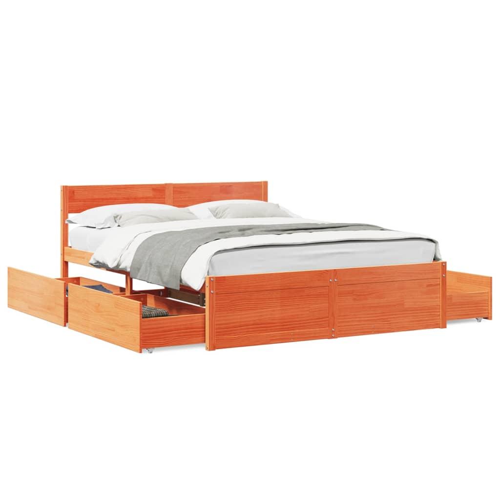 Sengeramme uden madras 150x200 cm massivt fyrretræ gyldenbrun