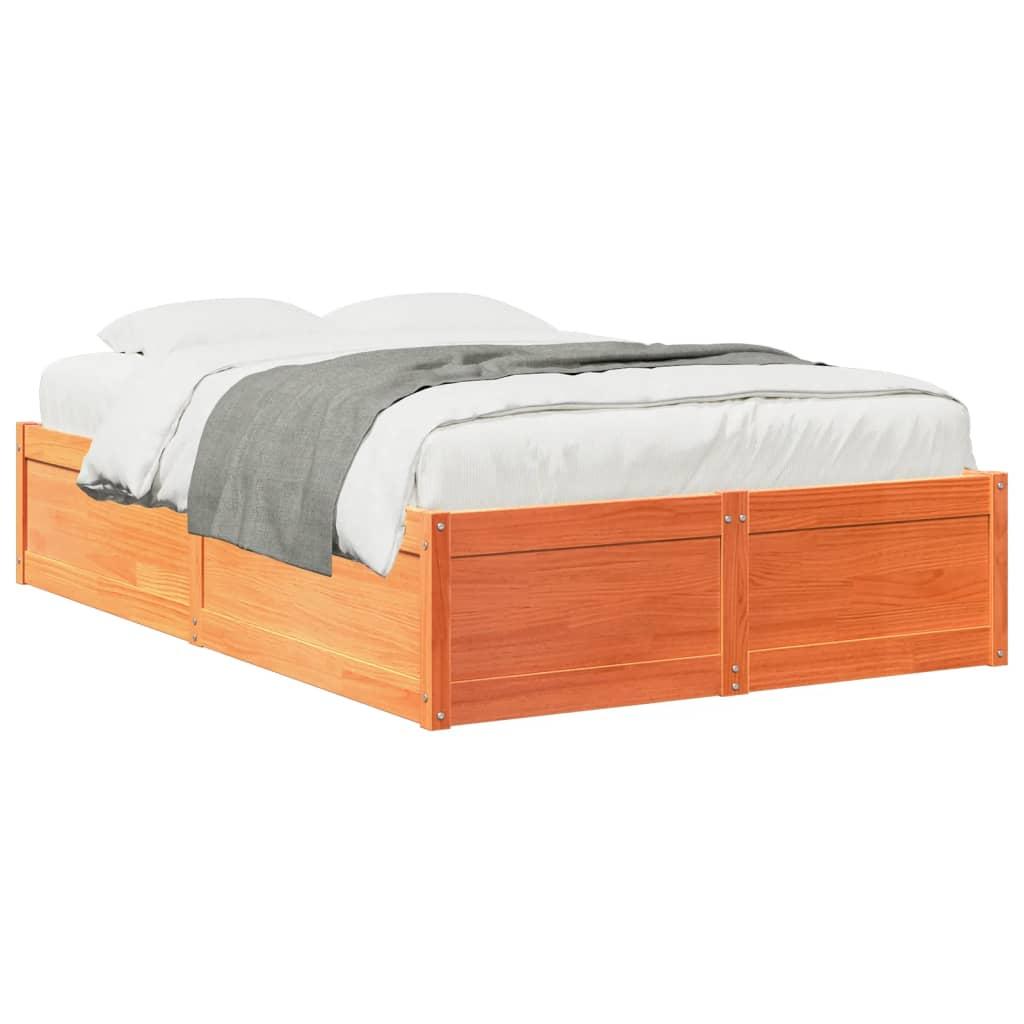 Sengeramme uden madras 120x190 cm massivt fyrretræ gyldenbrun billede