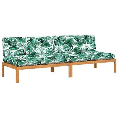 Midtermoduler til pallesofa 2 stk. med hynder massivt akacietræ