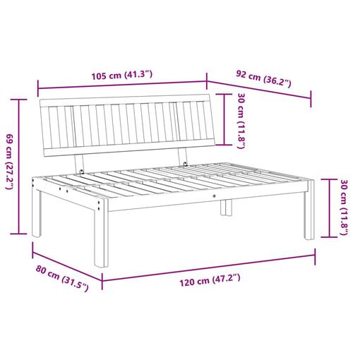 Midtermodul til pallesofa massivt akacietræ