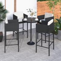 Barstole med hynder 4 stk. polyrattan sort