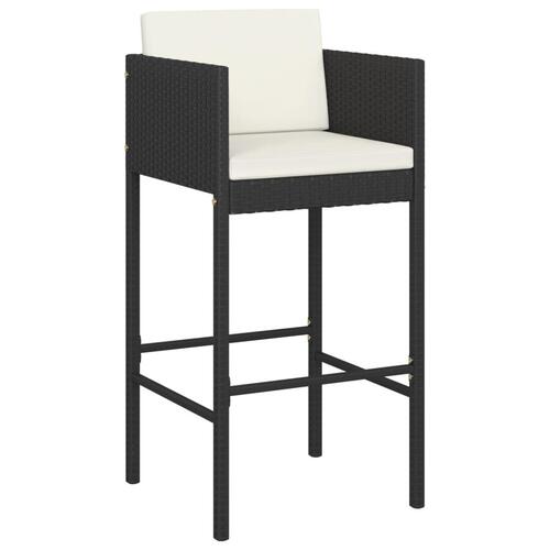 Barstole med hynder 4 stk. polyrattan sort