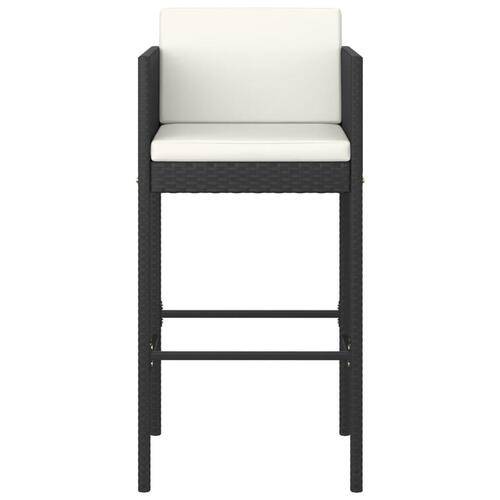 Barstole med hynder 4 stk. polyrattan sort