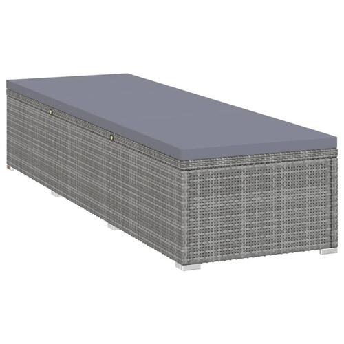 Liggestol med mørkegrå hynde polyrattan grå