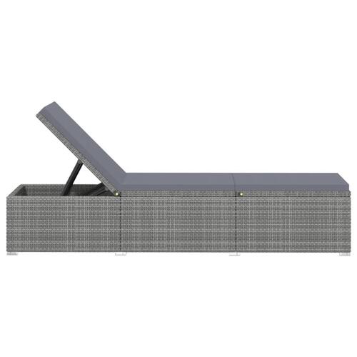 Liggestol med mørkegrå hynde polyrattan grå