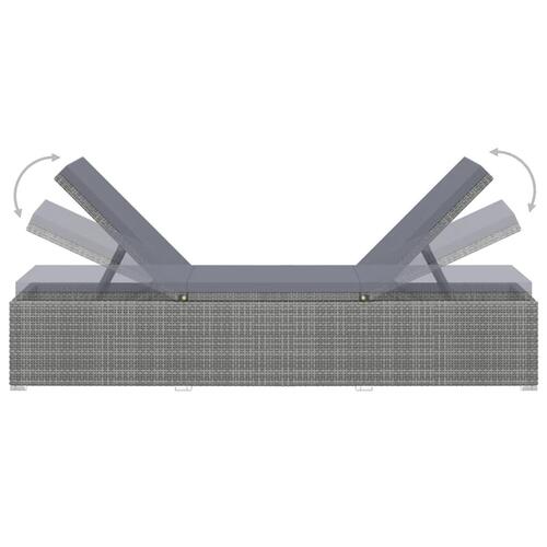 Liggestol med mørkegrå hynde polyrattan grå