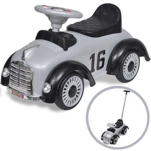 Elbil til børn skubbehåndtag retro grå