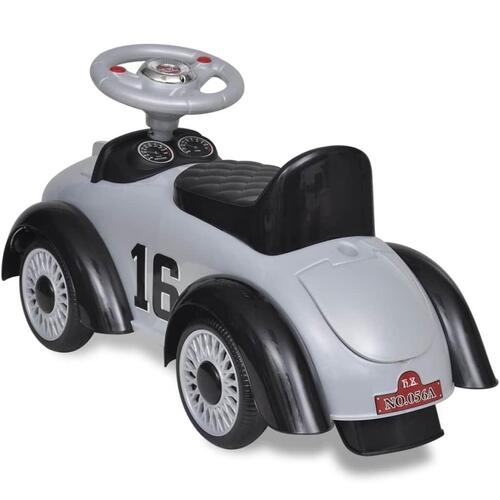 Elbil til børn skubbehåndtag retro grå