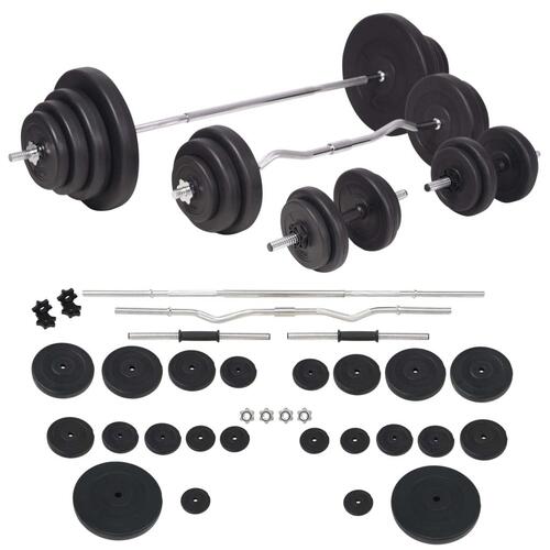 Vægtbænk med vægtstativ, vægtstang- og håndvægtsæt 120 kg