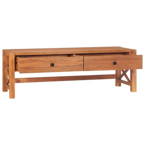 Tv-bord med skuffer 120x40x45 cm massivt teaktræ