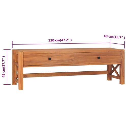 Tv-bord med skuffer 120x40x45 cm massivt teaktræ