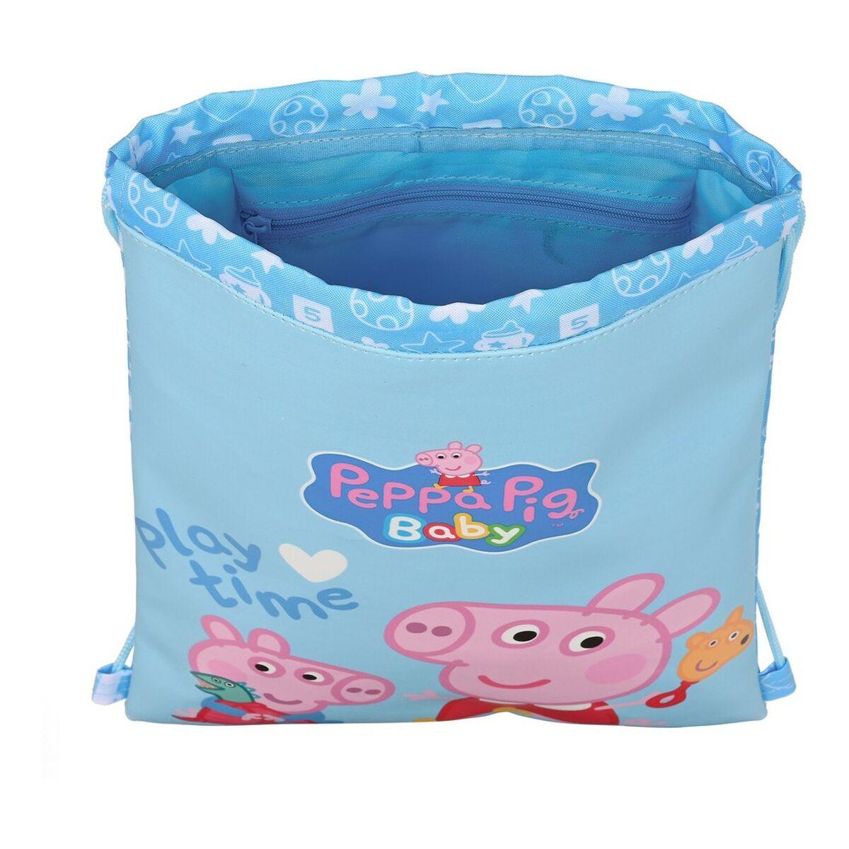 Skoletaske snøre - Peppa Pig Baby, blå (26 × 34 × 1 cm)