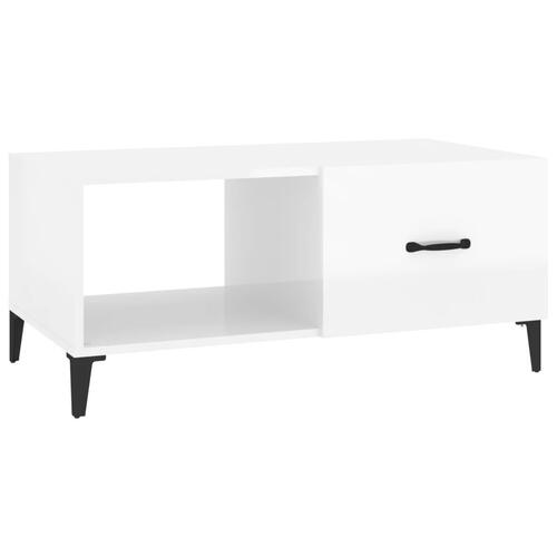 Sofabord 90x50x40 cm konstrueret træ hvid højglans