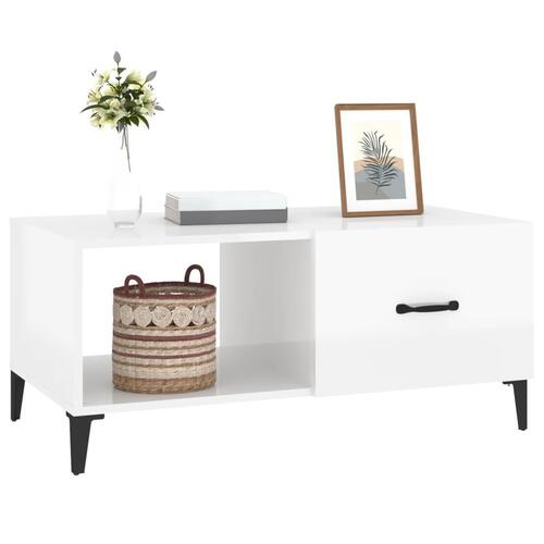 Sofabord 90x50x40 cm konstrueret træ hvid højglans
