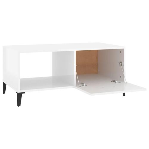 Sofabord 90x50x40 cm konstrueret træ hvid højglans