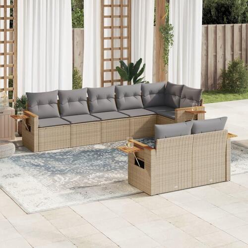 Sofasæt til haven 8 dele med hynder polyrattan beige