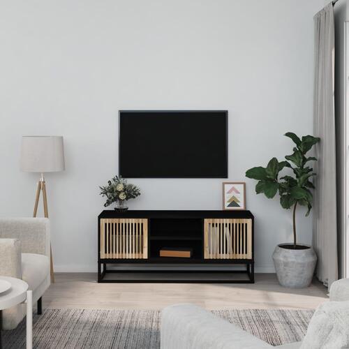 Tv-bord 105x30x45 cm konstrueret træ og jern sort