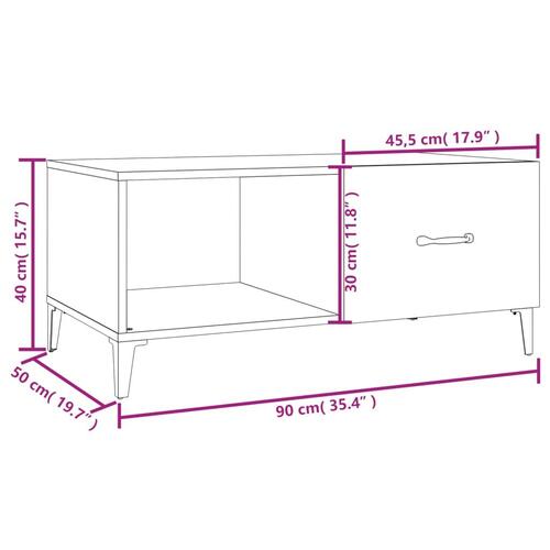 Sofabord 90x50x40 cm konstrueret træ hvid højglans