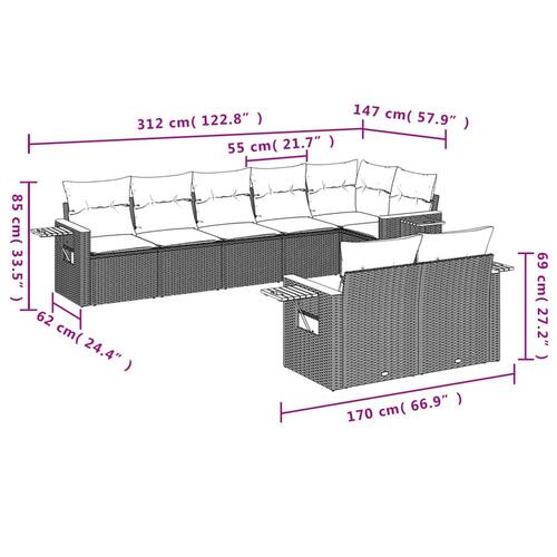 Sofasæt til haven 8 dele med hynder polyrattan beige