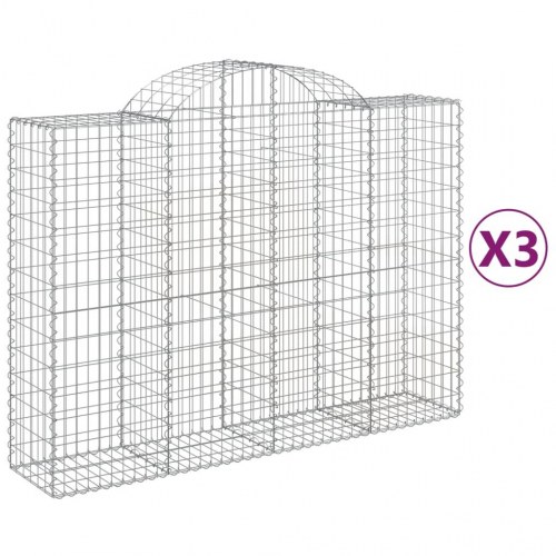 Buede gabionkurve - 3 stk. 200×50×140/160 cm i galvaniseret jern