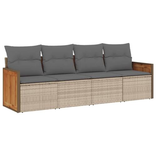 Sofasæt til haven 4 dele med hynder polyrattan beige