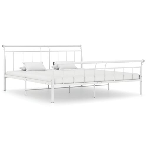 Sengestel 200x200 cm metal hvid