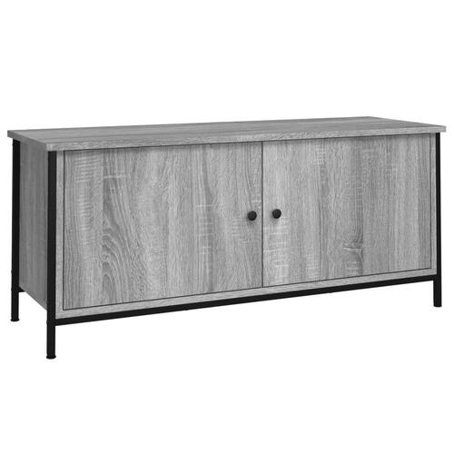 Tv-bord med låger 102x35x45 cm konstrueret træ grå sonoma-eg