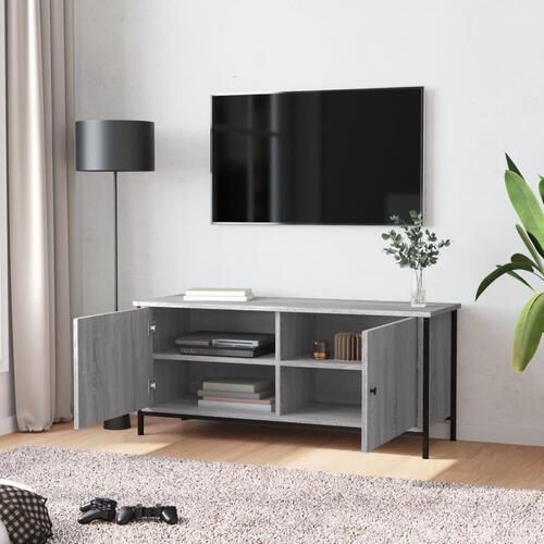 Tv-bord med låger 102x35x45 cm konstrueret træ grå sonoma-eg