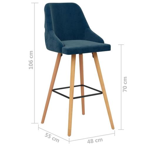 Barstole 2 stk. fløjl blå