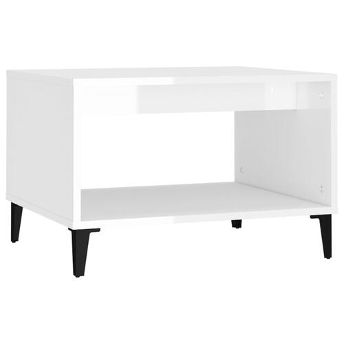 Sofabord 60x50x40 cm konstrueret træ hvid højglans
