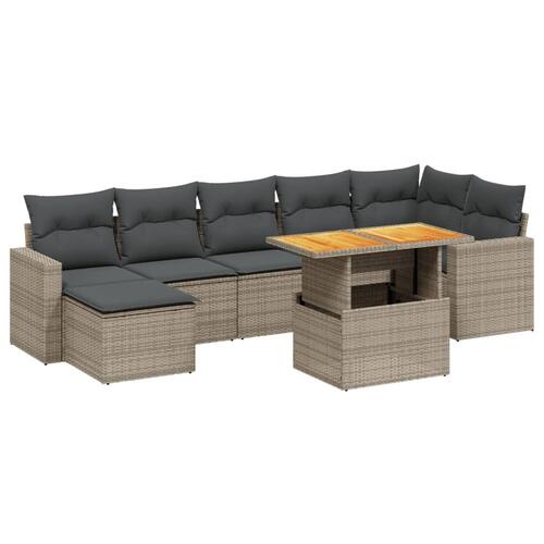 Sofasæt til haven 8 dele med hynder polyrattan grå