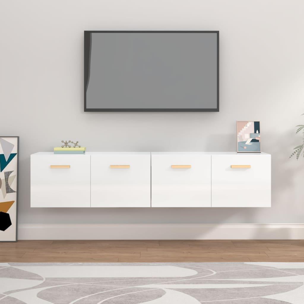Vægskabe 2 stk. 80x35x36,5 cm konstrueret træ hvid højglans