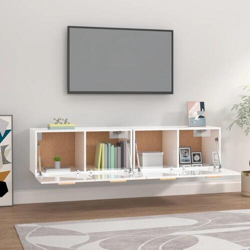 Vægskabe 2 stk. 80x35x36,5 cm konstrueret træ hvid højglans