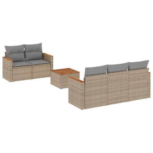 Sofasæt til haven 6 dele med hynder polyrattan beige