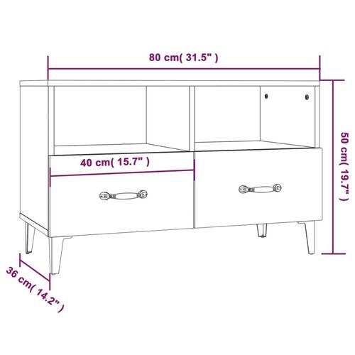 Tv-bord 80x36x50 cm konstrueret træ hvid højglans