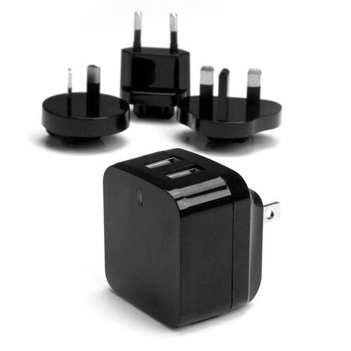 Vægoplader Startech USB2PACBK Sort